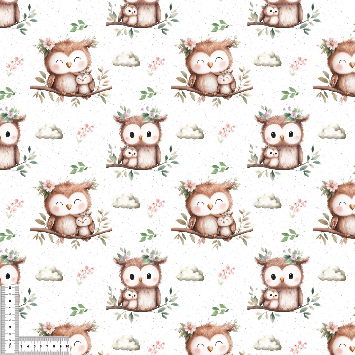 Eule in creme  | Eulen Stoff Meterware | Kinderstoff