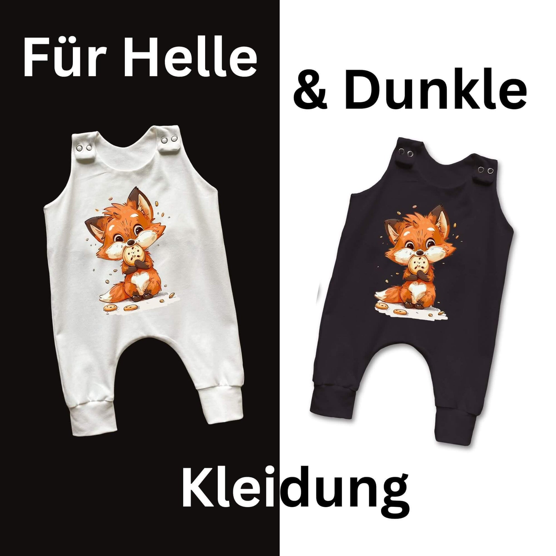 Fuchs Cookie DTF Transfer Anwendungsbeispiel – Bügelbild Waldtier Kindershirt