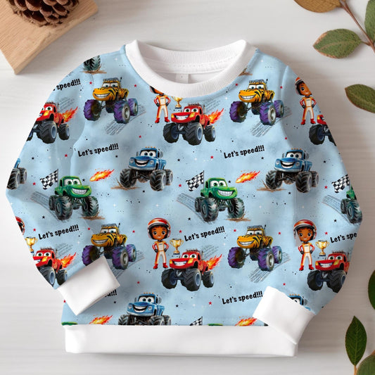 Monster Truck | Fahrzeug Stoff Meterware | Rib Jersey Meterware