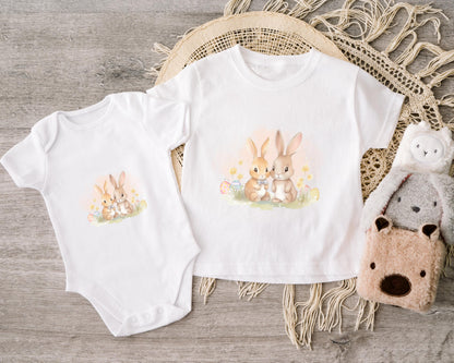 Osterhasen Bügelbild 15cm – DTF Transfer Hasen Applikation Kindershirt Ostern