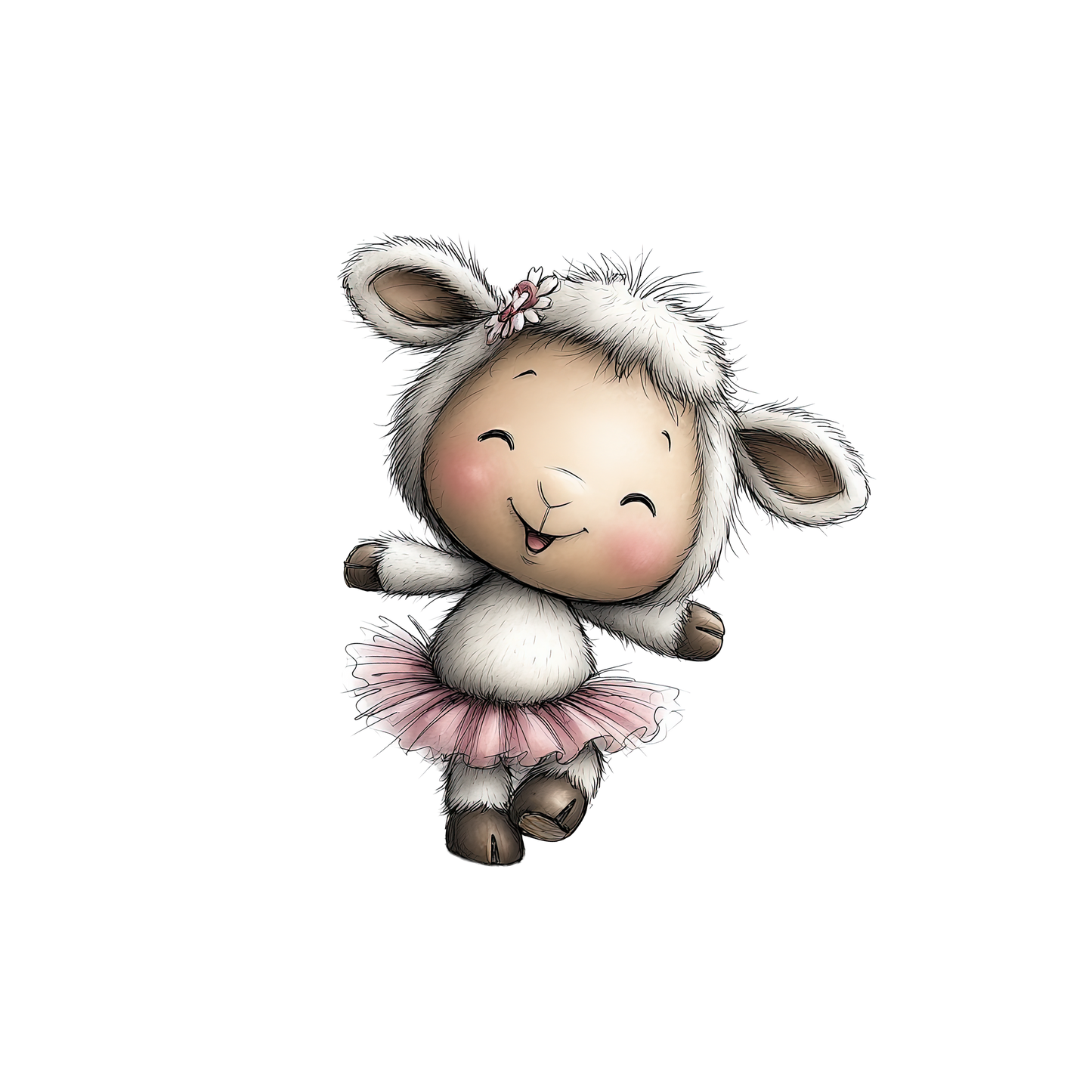 Ballerina Lamm Mädchen Bügelbild | DTF Transfer für Kleidung & Accessoires