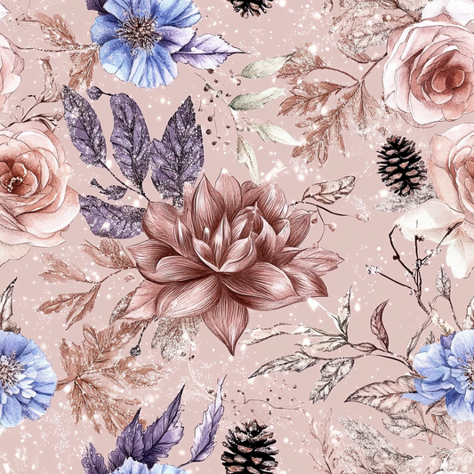 Kupferblütenzauber | Blumen Stoff Meterware | Herbststoff