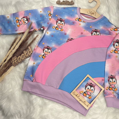 Kinder Sweatshirt „Pinguin Sternbote“ | Handmade Pullover aus French Terry