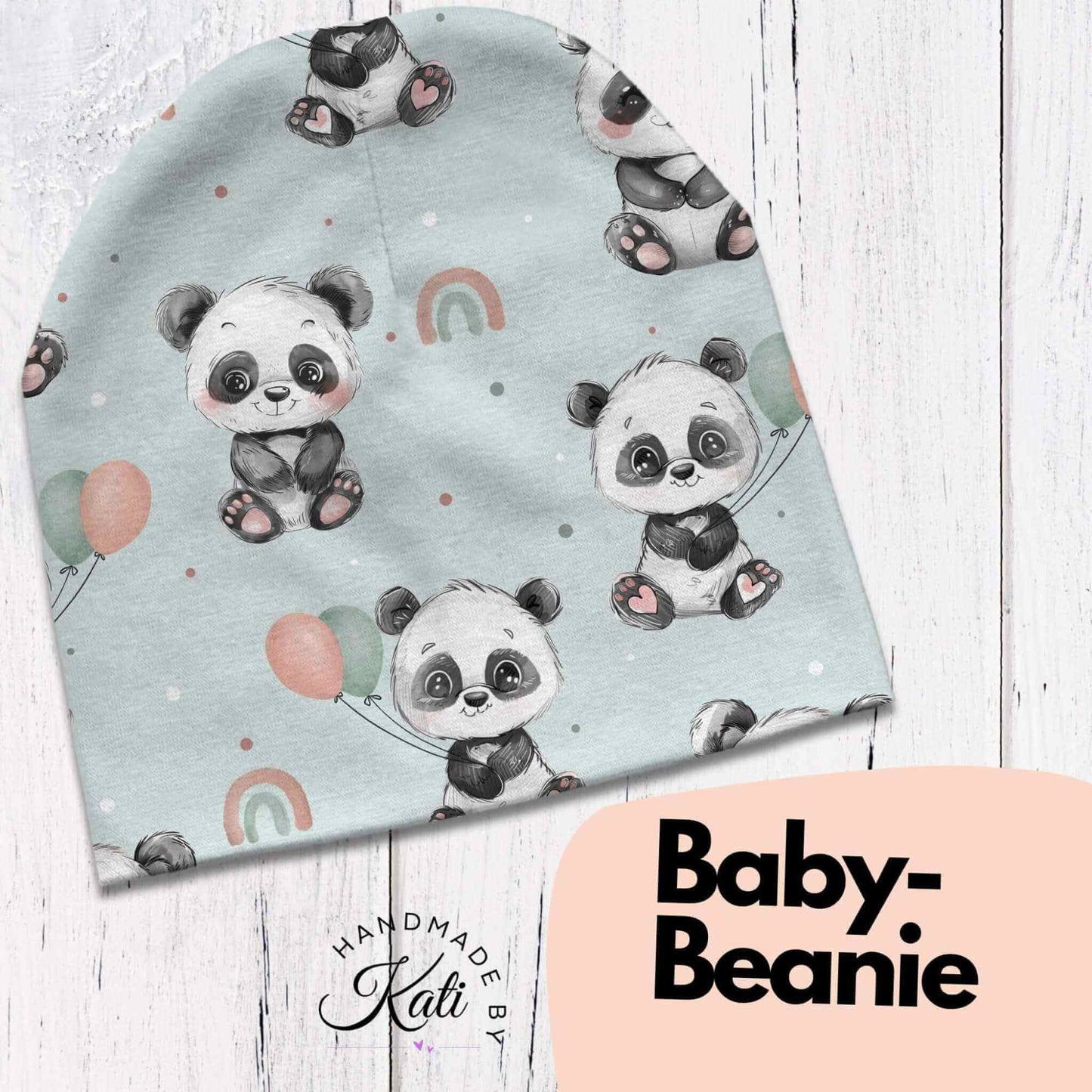 Handmade Beanie Mütze Panda – Baby Kinder Wintermütze handgemacht Handmade by Kati
