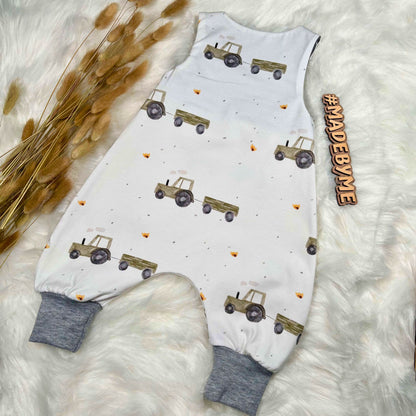 Baby Strampler Traktor Rückenansicht · handgenäht · Jungen · Handmade by Kati