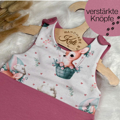 Baby Strampler Reh altrosa verstärkte Knöpfe · handgenäht · Mädchen · Handmade by Kati