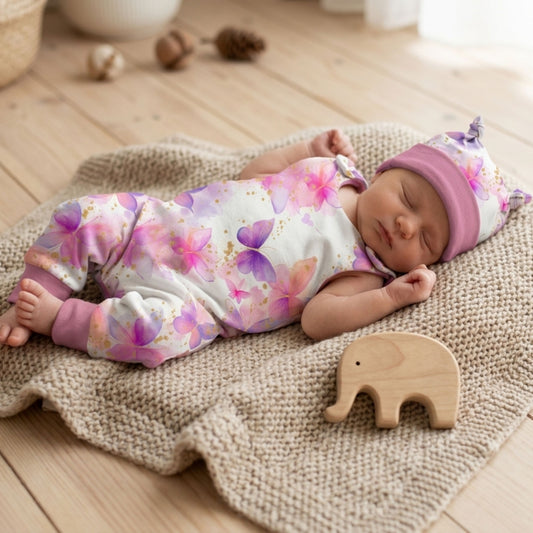 Baby Strampler Schmetterlingstraum Set | handgenäht | Gr. 56–80