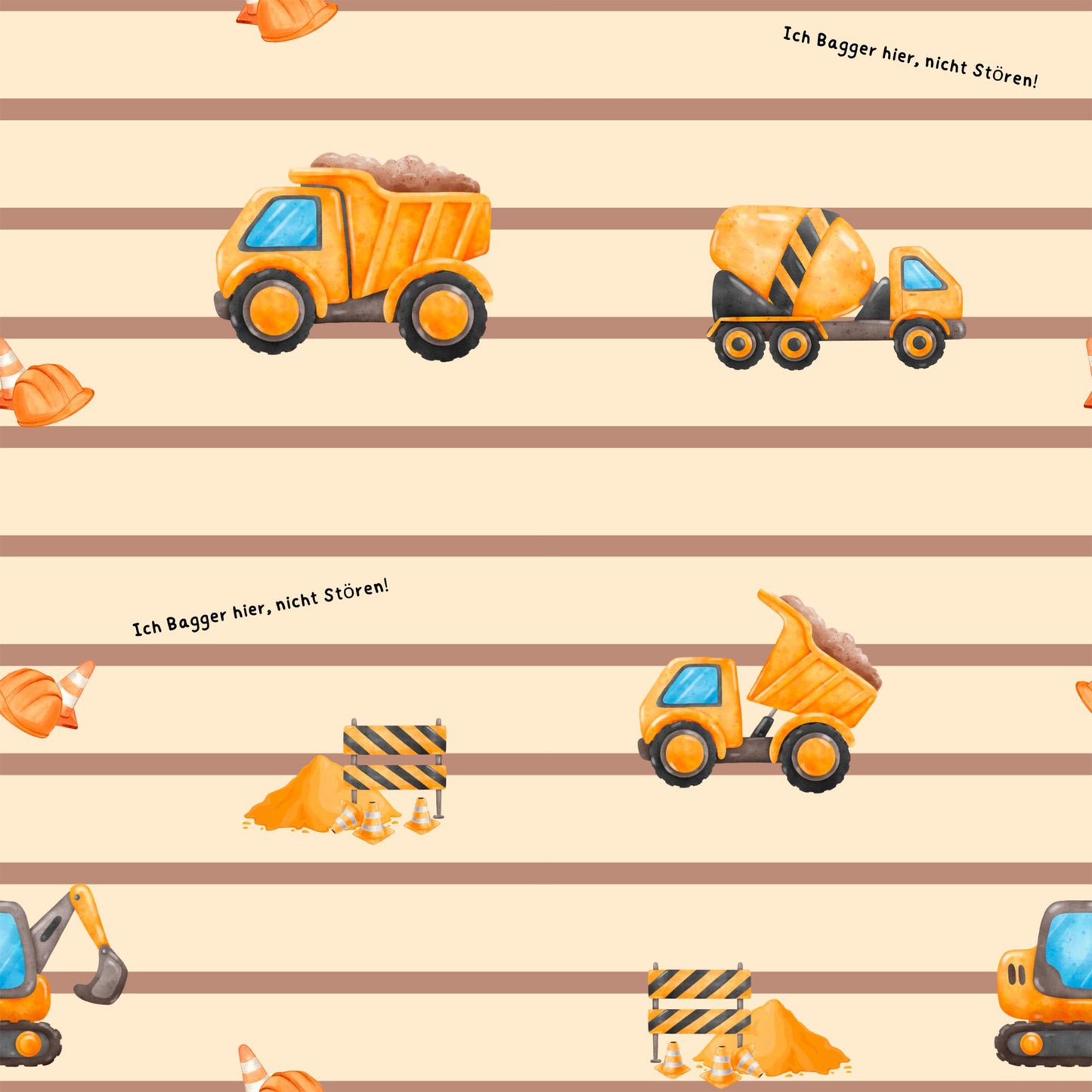 Children's Jersey Fabric by the Meter "Excavator"