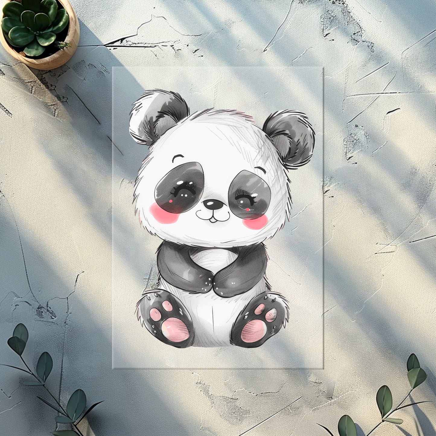 Niedlicher Panda Bügelbild DTF Transfer – Panda Kinderkleidung Handmade by Kati
