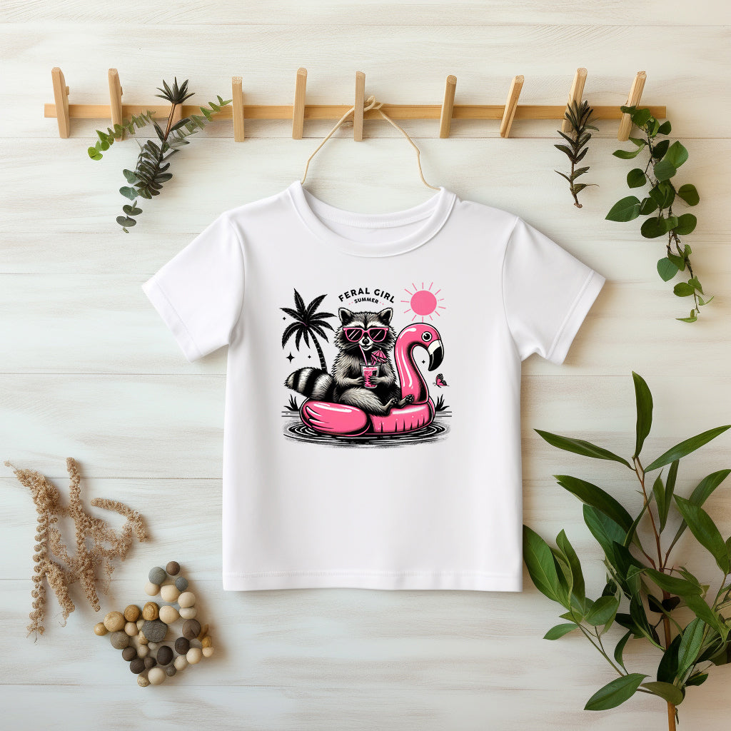 Waschbär Pool Party DTF Transfer Detailaufnahme – Bügelbild Sommer Textilien
