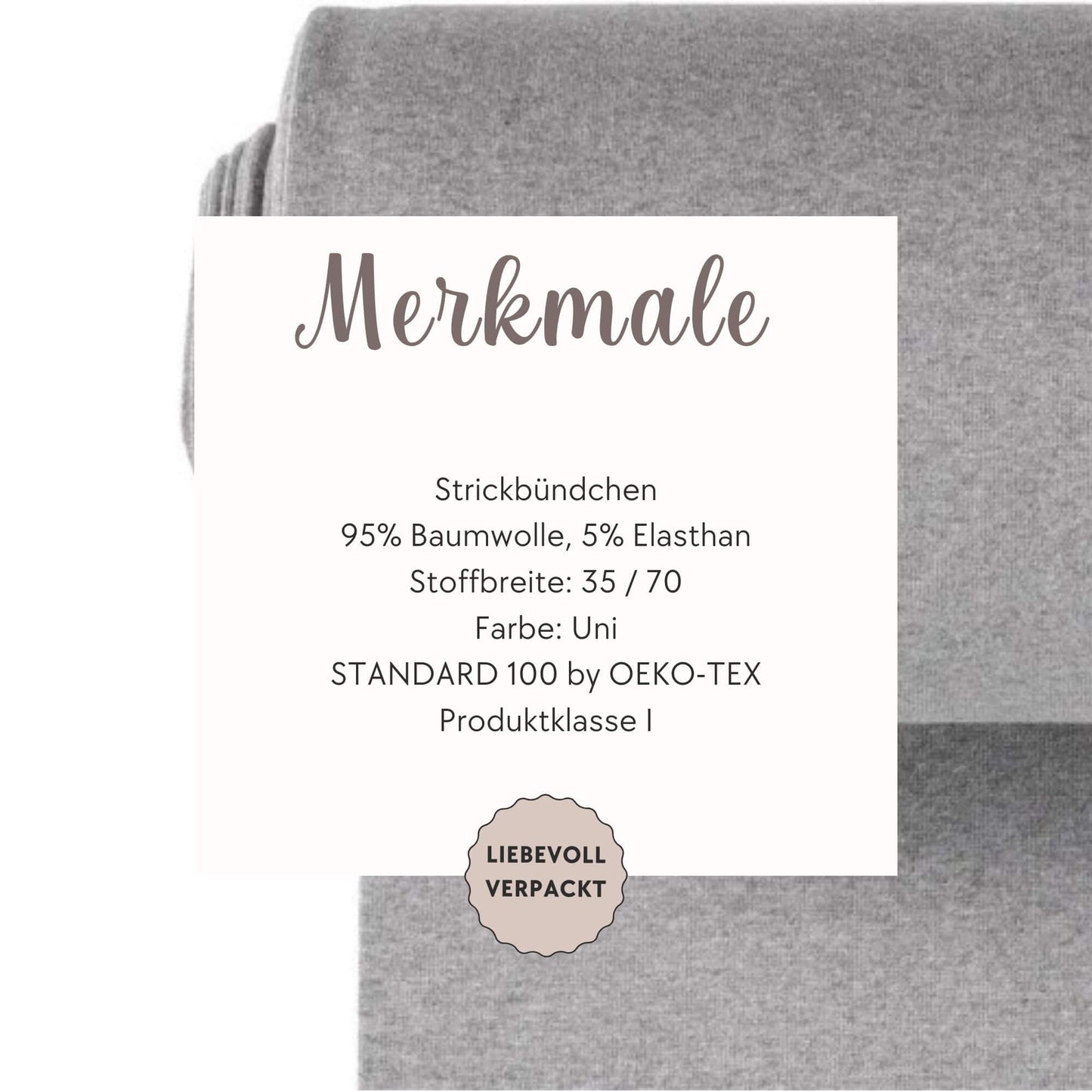 Cuff fabric in light grey mottled - fine rib