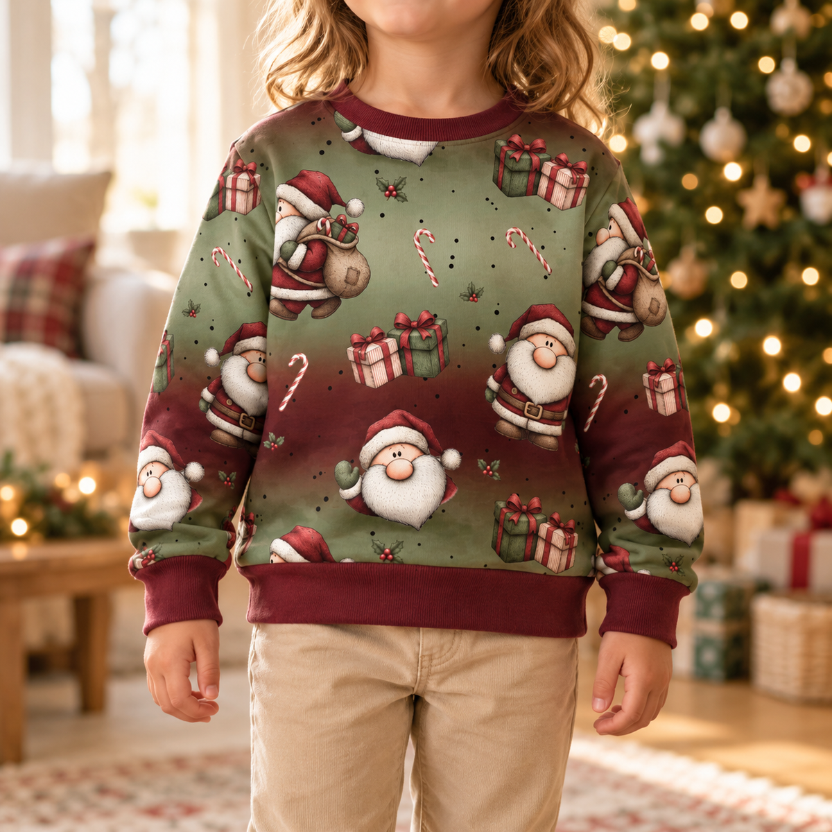 Kinderpullover „Weihnachtsmann Wichtel“ – Handmade aus Baumwolle