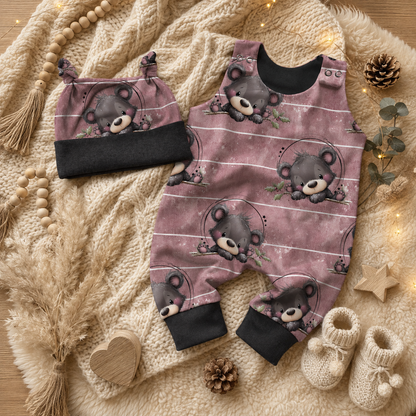 Baby Strampler Winterbärchen Set | handgenäht | Gr. 56–80
