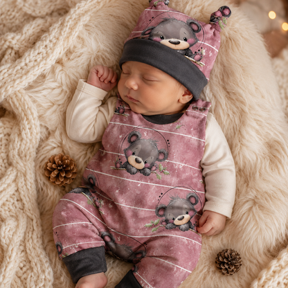Baby Strampler Winterbärchen Set | handgenäht | Gr. 56–80