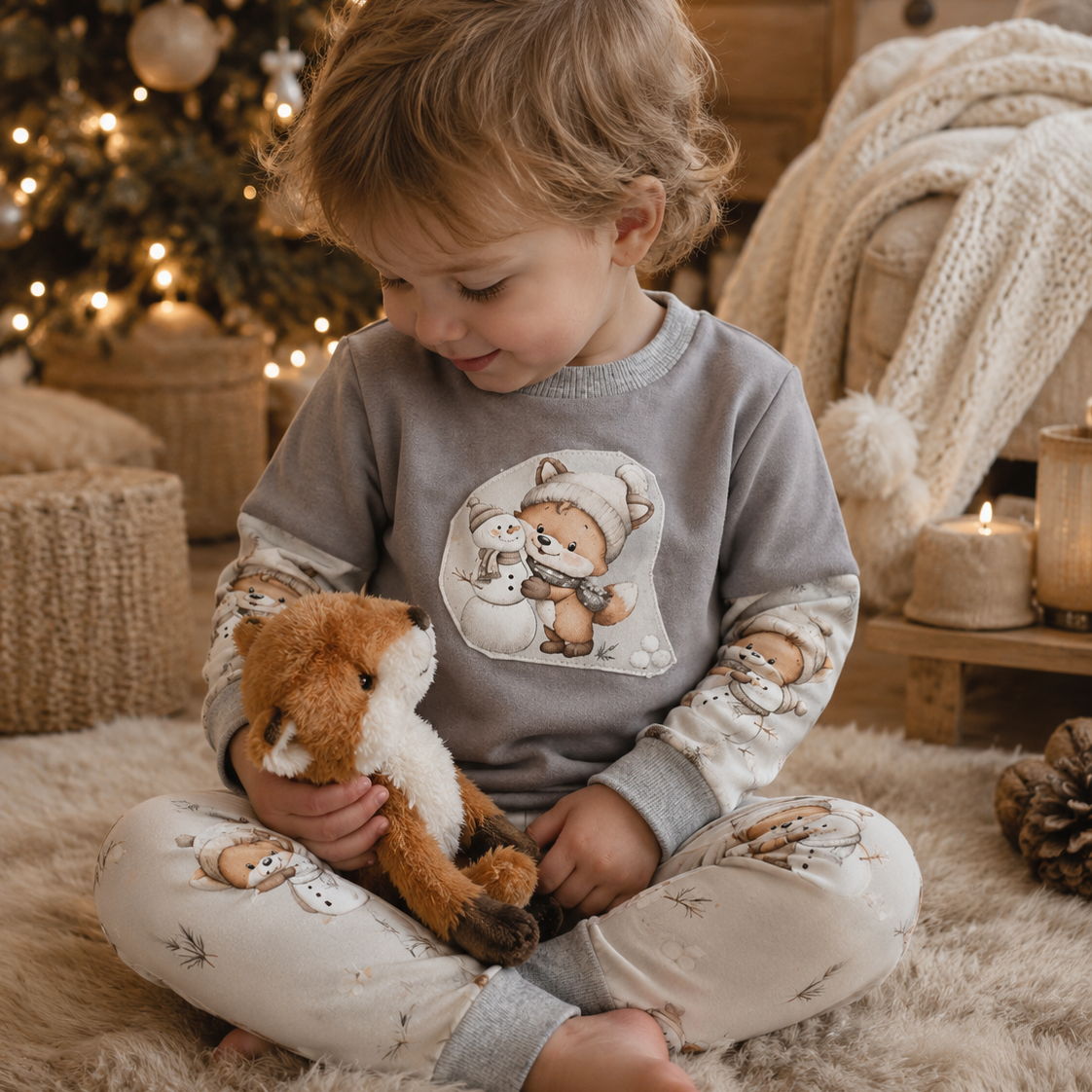 Fuchs & Schneemann | Winterstoff Meterware | Kinderstoff Weihnachten