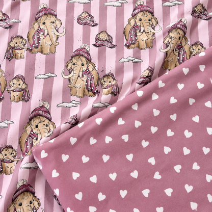 Kinder Set „MammutBande" rosa – Pullover & Leggings, handgenäht