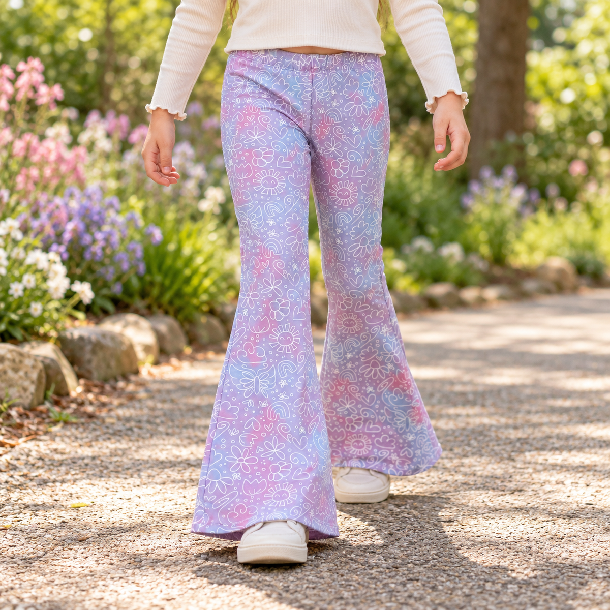 Schlagleggings Kinder Batik Flieder & Rosa – handgenäht