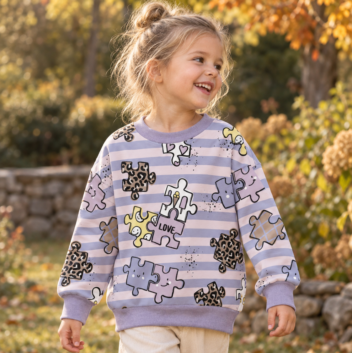 Puzzle Love Kinderpullover aus French Terry