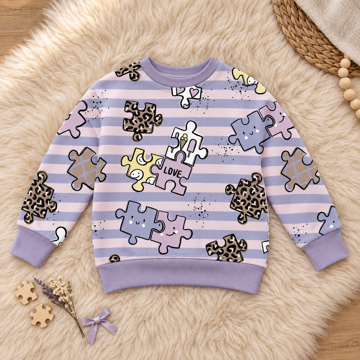 Puzzle Love Kinderpullover aus French Terry