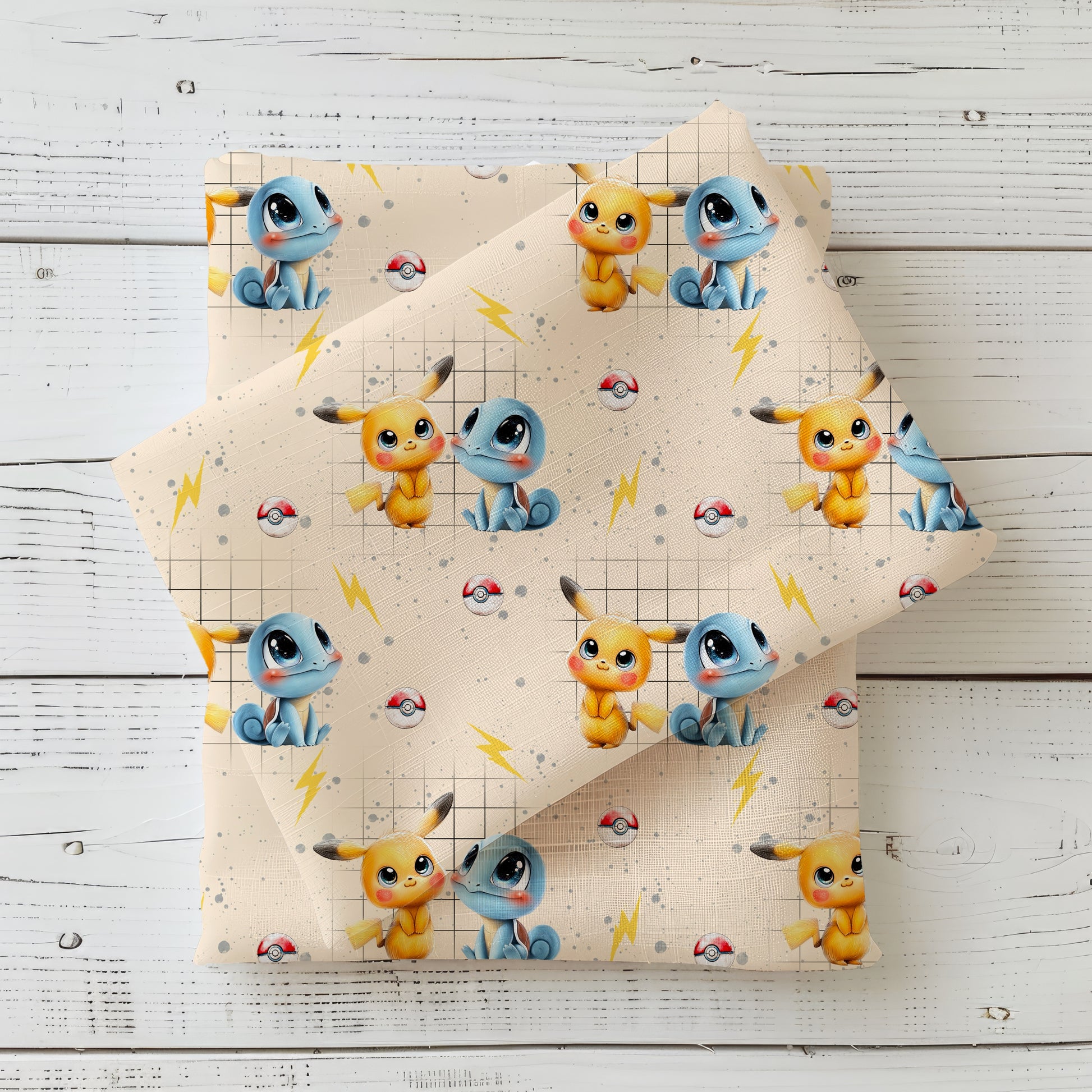 Cute Creatures Anime Kinderstoff French Terry – Tiere Motiv Meterware Nähprojekt