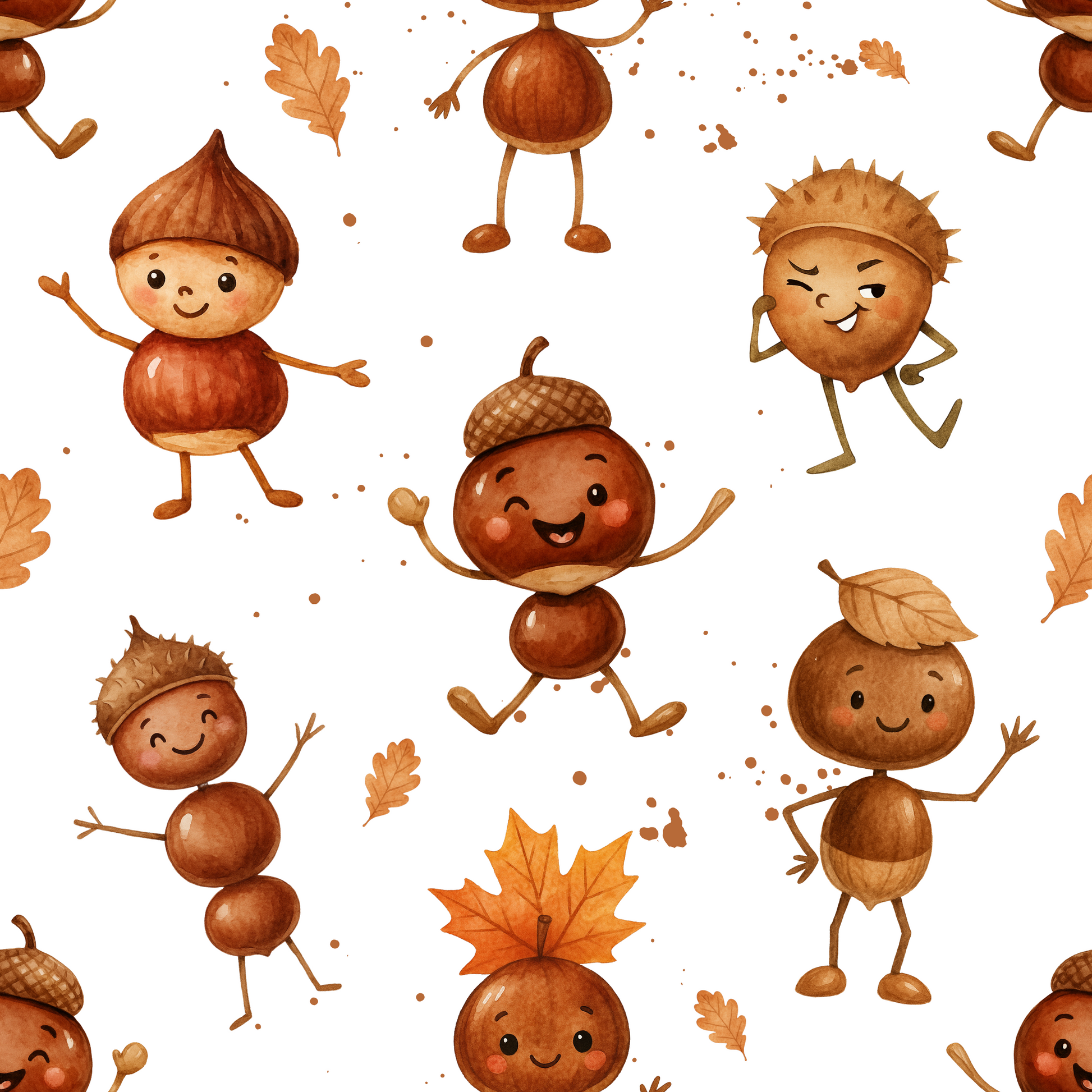 Kastanienmännchen Herbst Kinderstoff Meterware – Jersey French Terry Handmade by Kati