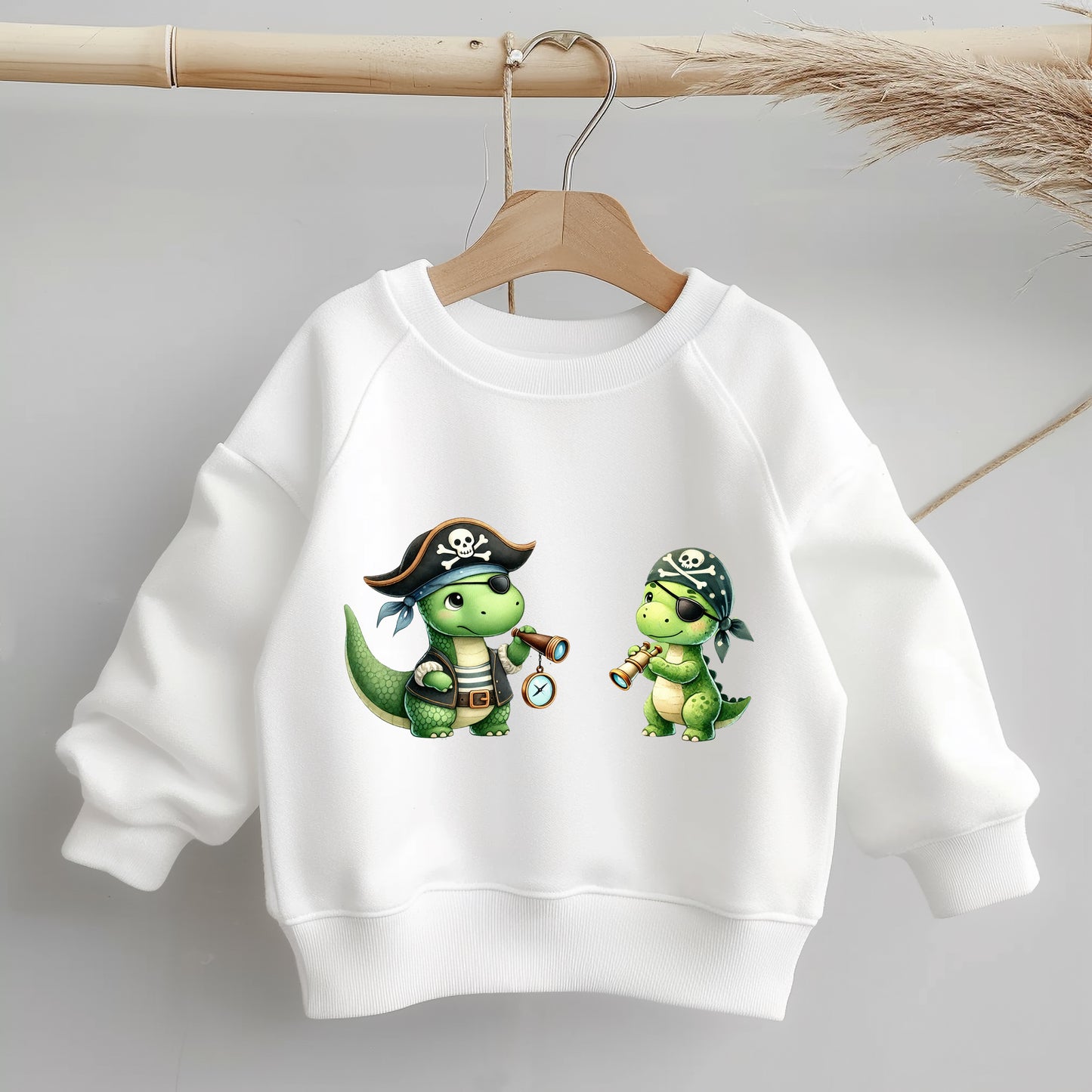 Dino Piraten Bügelbild DTF Transfer – Dinosaurier Pirat Kinderkleidung Handmade by Kati