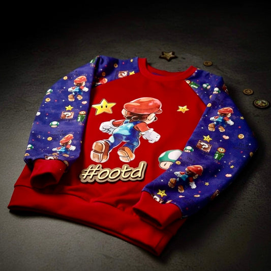 Kinder Raglan Sweatshirt Super Boy handgemacht French Terry – Handmade by Kati