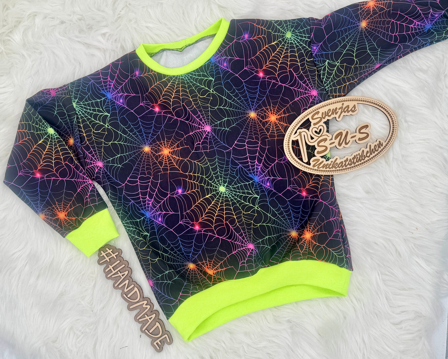 Halloween Spinnennetz Neon Kinderstoff Nähbeispiel – Jersey Meterware