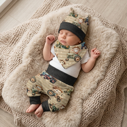 Pumphose Baby Bauernhof handgenäht | French Terry Set personalisiert