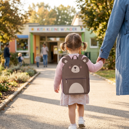 Rucksack Nähpanel für Kinder – Bär Motiv Panel für DIY Kinderrucksack