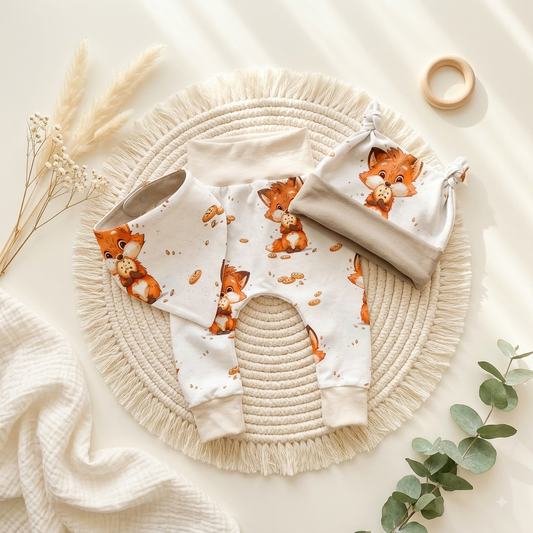 Pumphose Baby Fuchs handgenäht | French Terry Set personalisiert