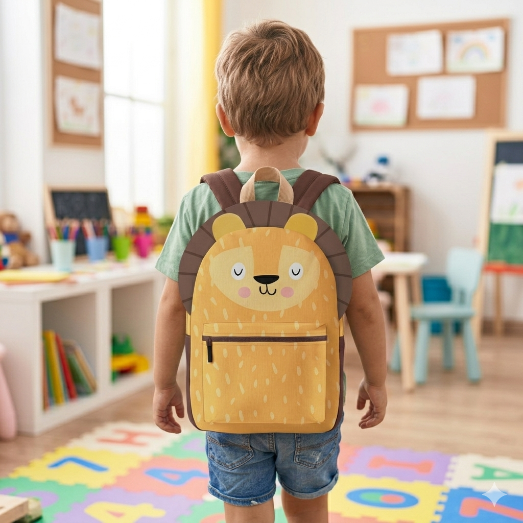 Rucksack Nähpanel für Kinder – Löwe Motiv Panel für DIY Kinderrucksack