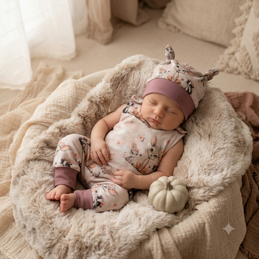Baby Strampler Waldfreundschaft Set | handgenäht | Gr. 56–80