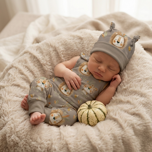 Baby Strampler Boho Safari Freunde Set | handgenäht | Gr. 56–80
