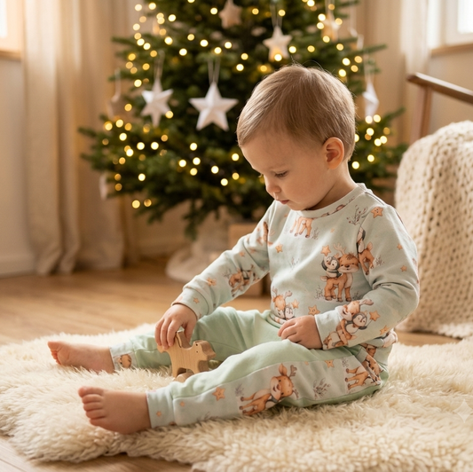 Rentier & Pinguin | Winterstoff Meterware | Kinderstoff Weihnachten