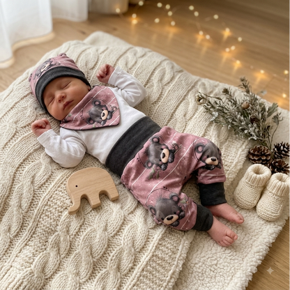 Pumphose Baby "Winterbärchen" handgenäht |  Set personalisiert