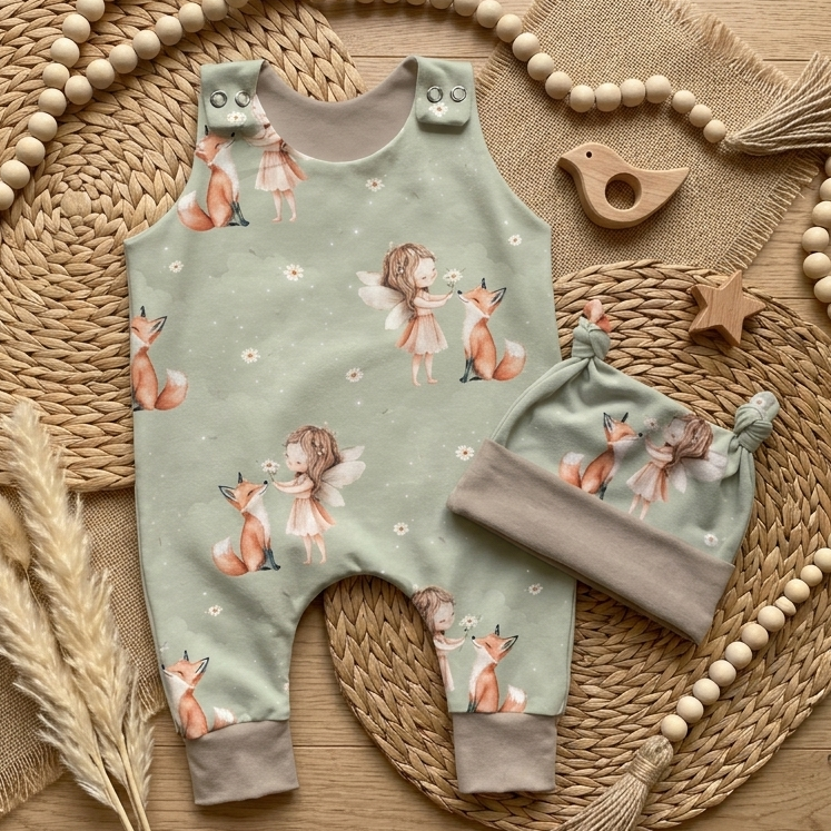 Baby Strampler Kleine Waldfee Set | handgenäht | Gr. 56–80