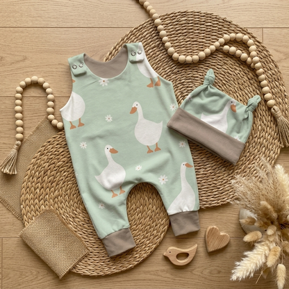 Baby Strampler Frühlingsgänse Set | handgenäht | Gr. 56–80