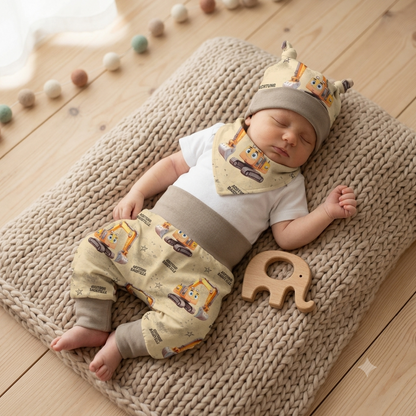 Pumphose Baby "Achtung Baustelle" handgenäht |  Set personalisiert