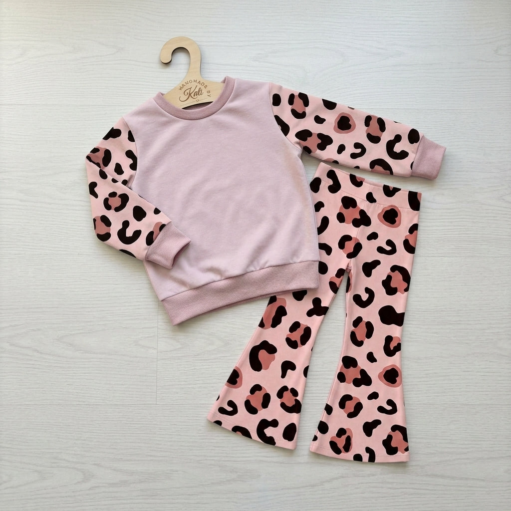 Leo Set Kinder – Pullover & Schlagleggings in Rosé | handmade