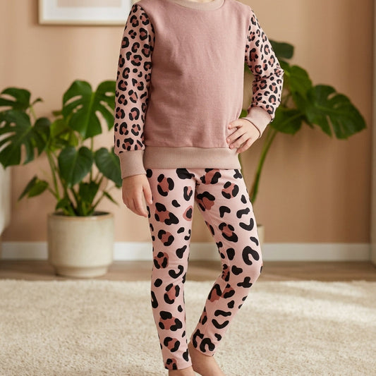Leo Set Kinder – Pullover & Leggins in Rosé | handmade