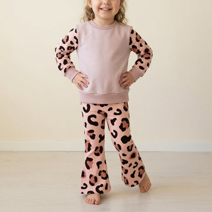 Leo Set Kinder – Pullover & Schlagleggings in Rosé | handmade