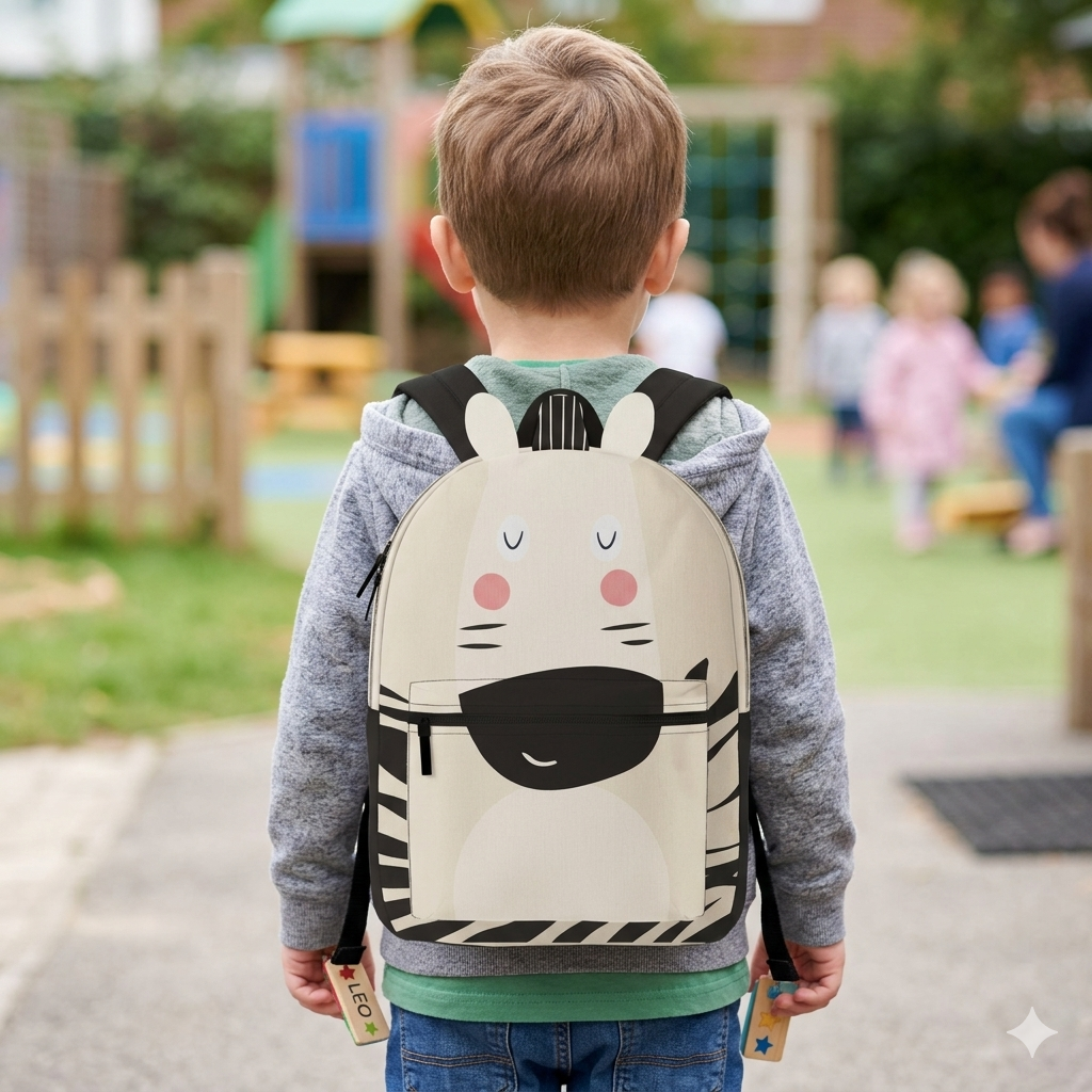 Rucksack Nähpanel für Kinder – Zebra Motiv Panel für DIY Kinderrucksack