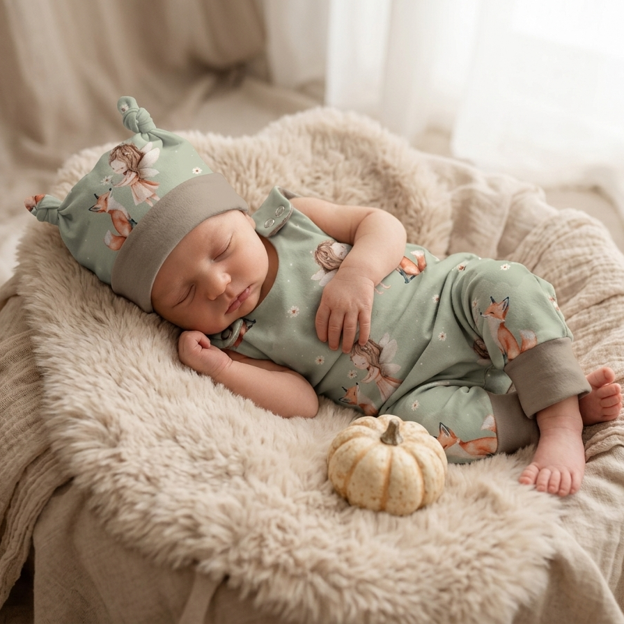 Baby Strampler Kleine Waldfee Set | handgenäht | Gr. 56–80
