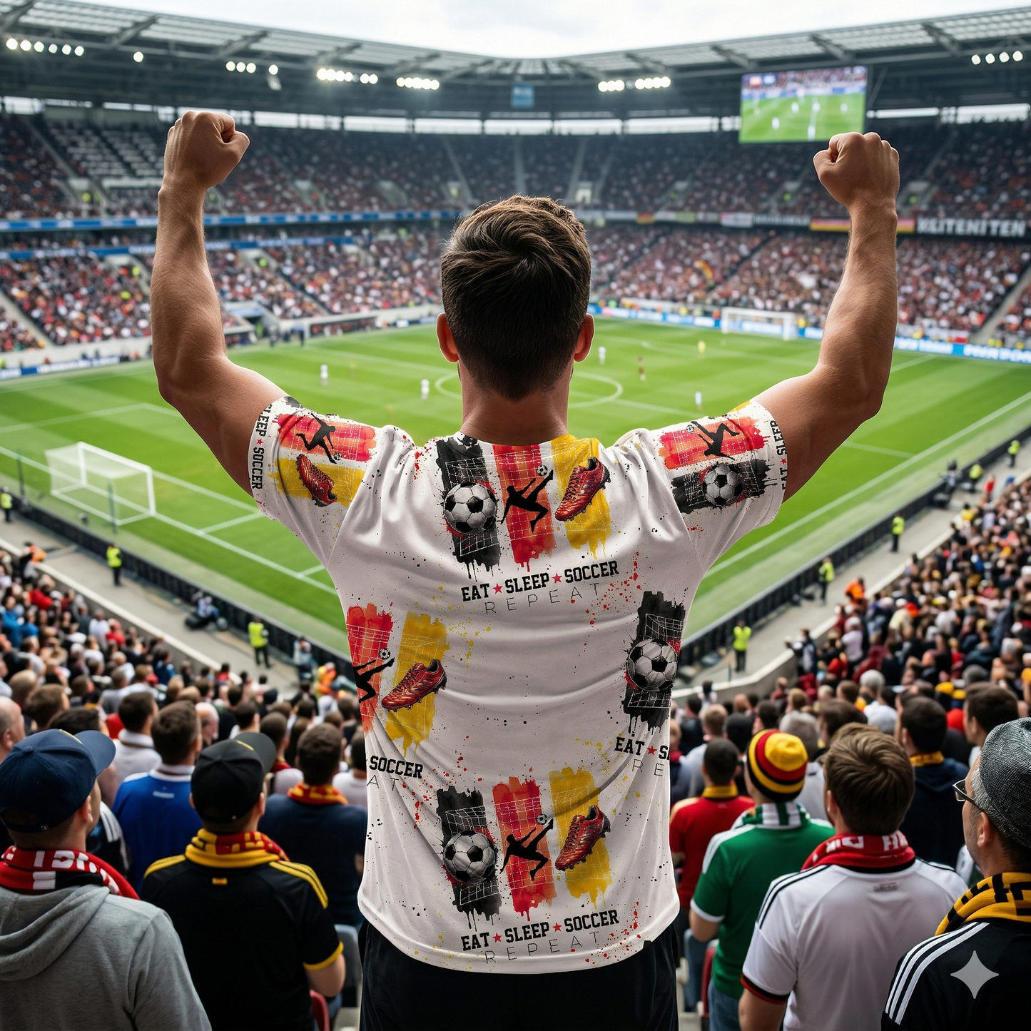 Eat Sleep Soccer Repeat | Fussball Stoff Meterware | Kinderstoff