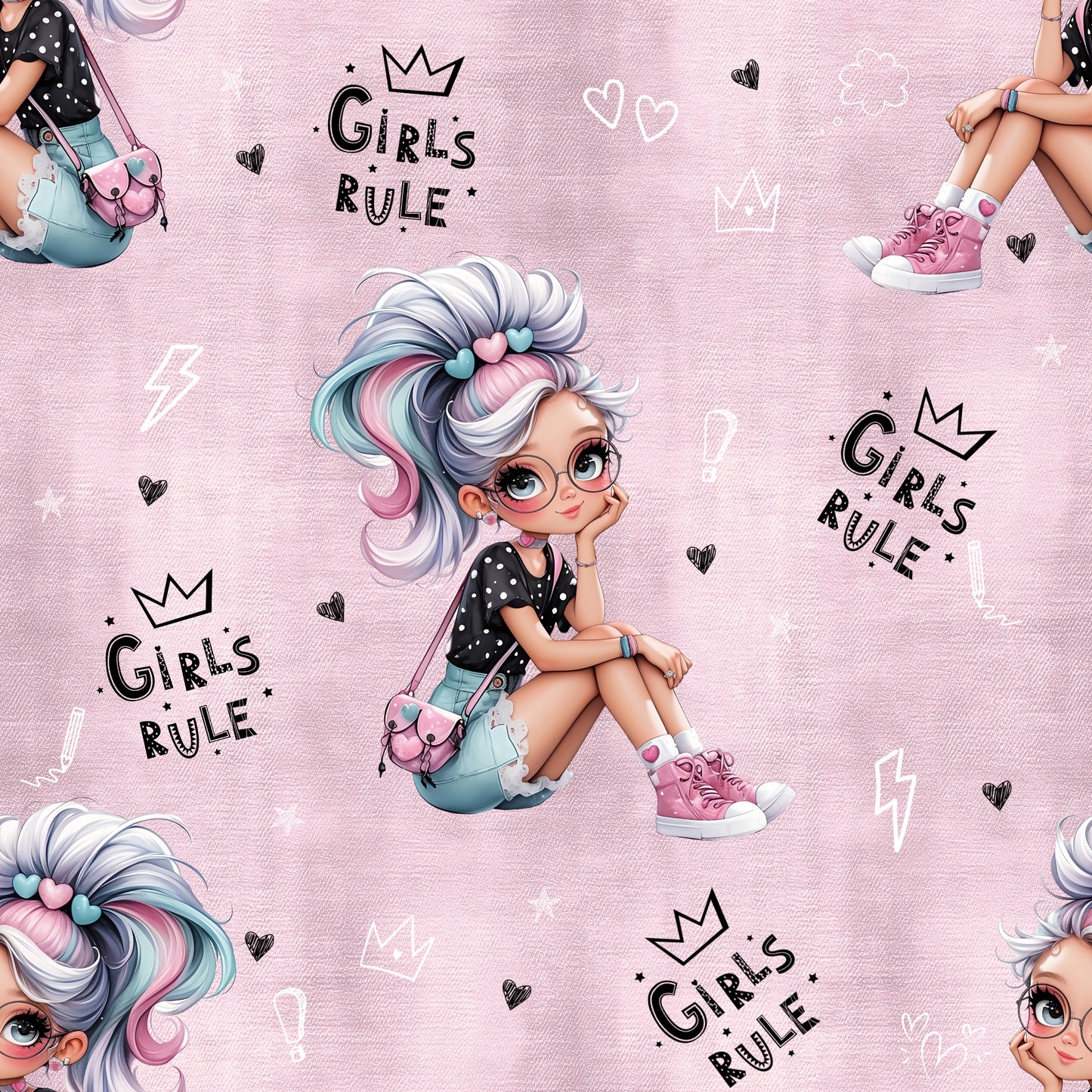Girls Rule Mädchen Kinderstoff Meterware – Jersey French Terry Handmade by Kati