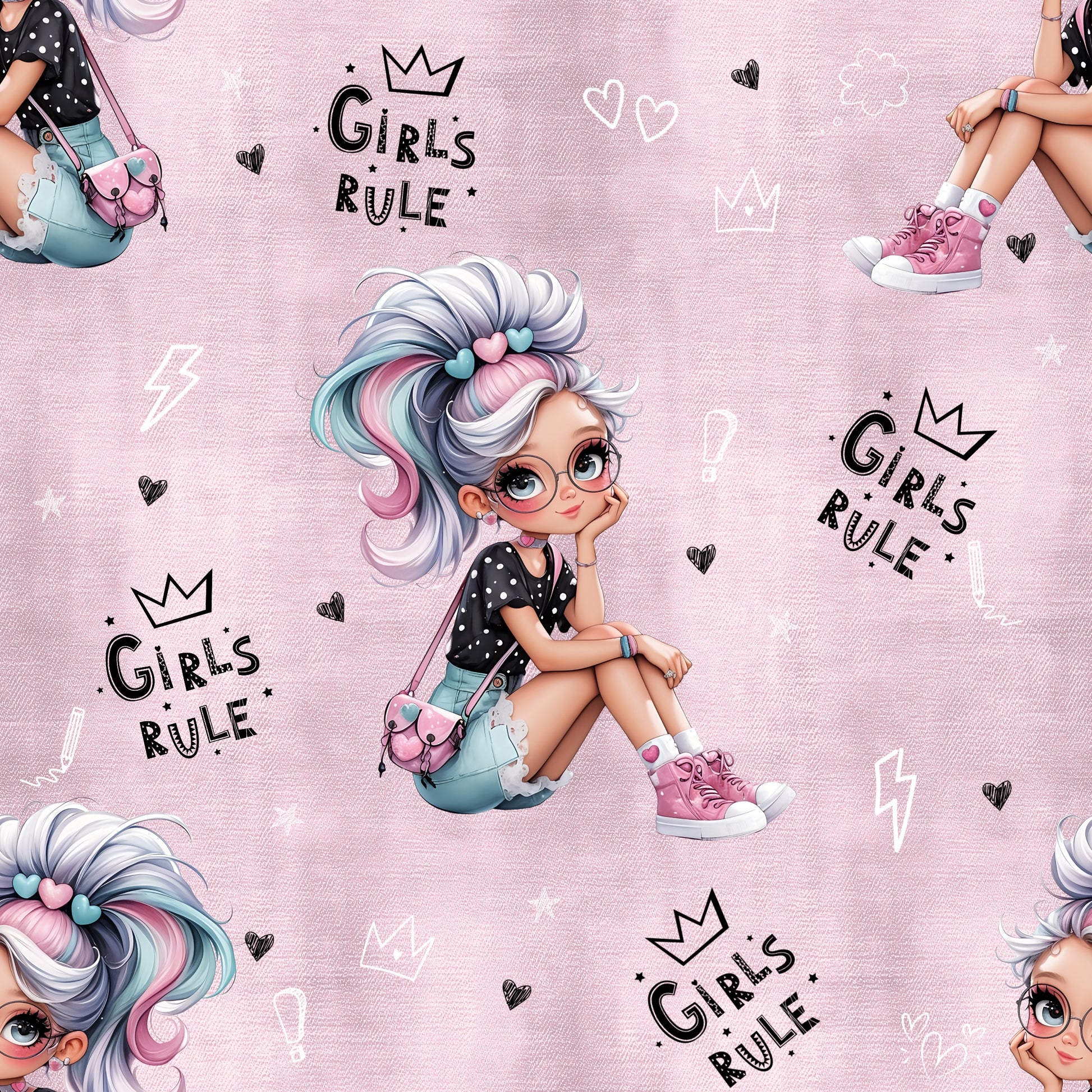 Girls Rule Mädchen Kinderstoff Meterware – Jersey French Terry Handmade by Kati