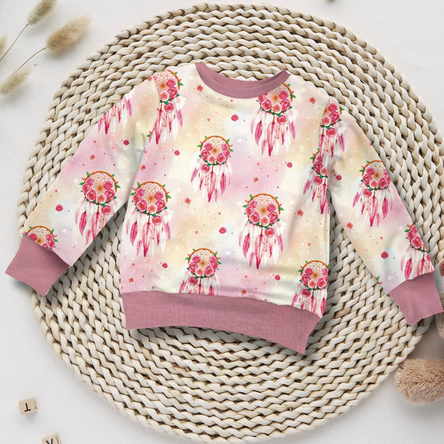 Kinder Sweatshirt Traumfänger handgemacht French Terry – Handmade by Kati