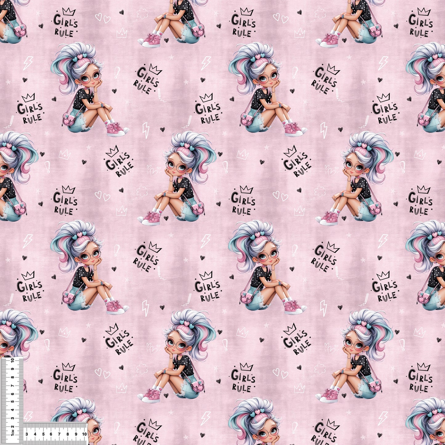 Girls Rule Kinderstoff French Terry Meterware – Mädchen Motiv Nähprojekt