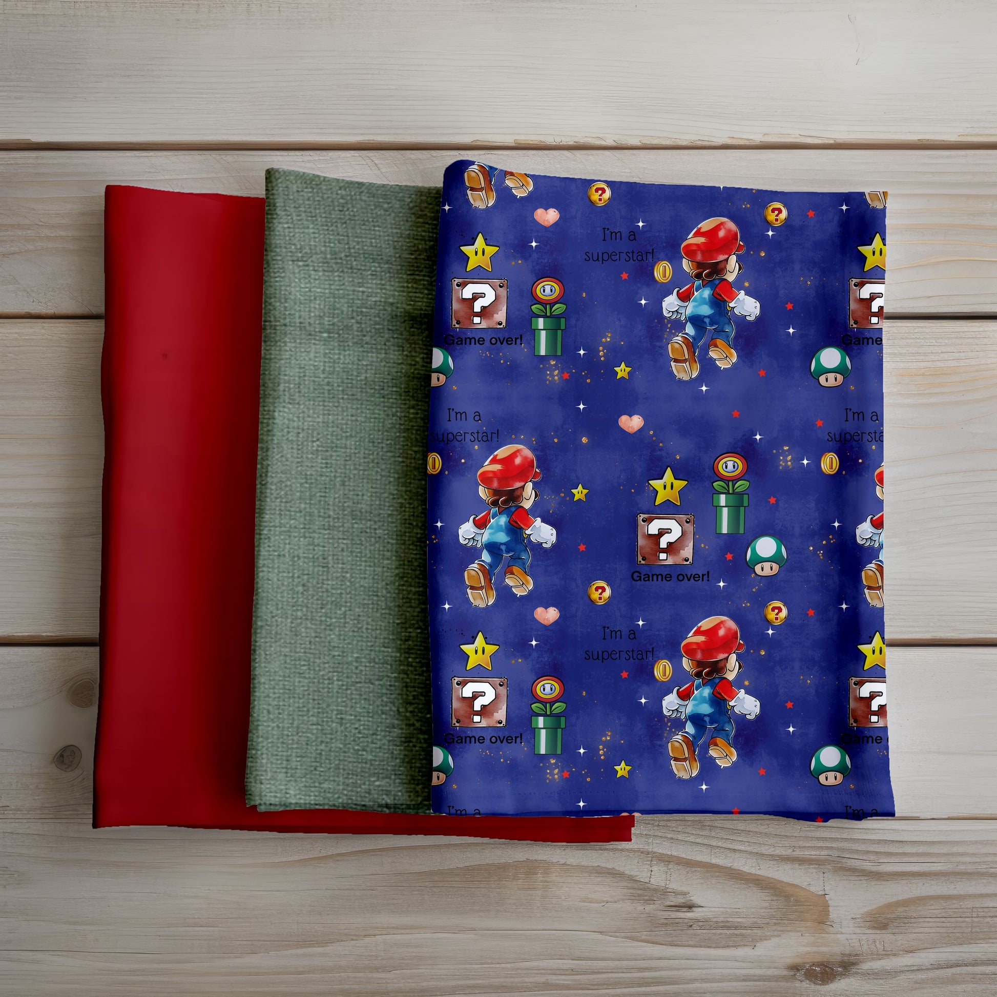 Stoffpaket Super Boy 0,5m French Terry Bündchen Bügelbild – Handmade by Kati